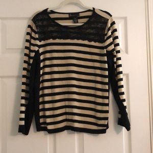 Lanebryant black& tan striped sweater